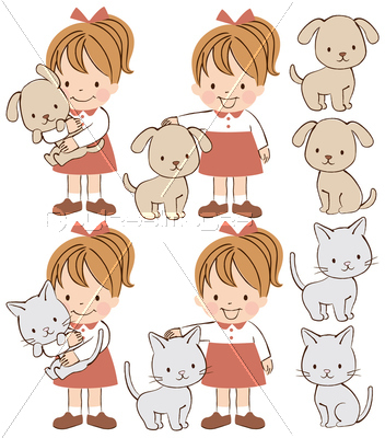 犬と猫と女の子 商用利用可能な写真素材 イラスト素材ならストックフォトの定額制ペイレスイメージズ