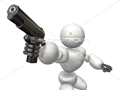 銃を構えるロボットを表す3dcgイラスト 商用利用可能な写真素材 イラスト素材ならストックフォトの定額制ペイレスイメージズ