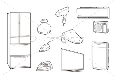 生活家電 白物家電 イラスト 線画 商用利用可能な写真素材 イラスト素材ならストックフォトの定額制ペイレスイメージズ