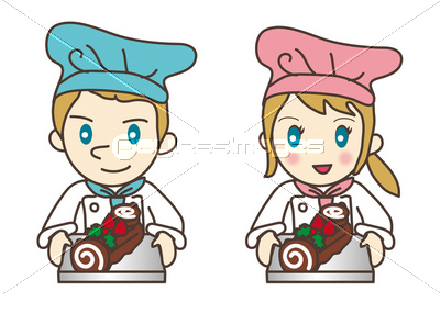 パティシエとブッシュドノエルのイラスト 商用利用可能な写真素材 イラスト素材ならストックフォトの定額制ペイレスイメージズ
