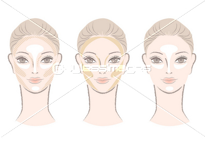メイクアップ シェーディング ハイライト 立体 メリハリ 顔 イラスト ストックフォトの定額制ペイレスイメージズ