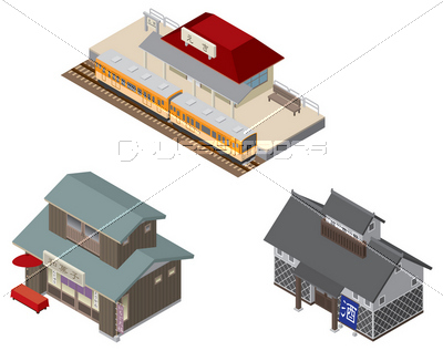 建物 駅 店 立体図 商用利用可能な写真素材 イラスト素材ならストックフォトの定額制ペイレスイメージズ
