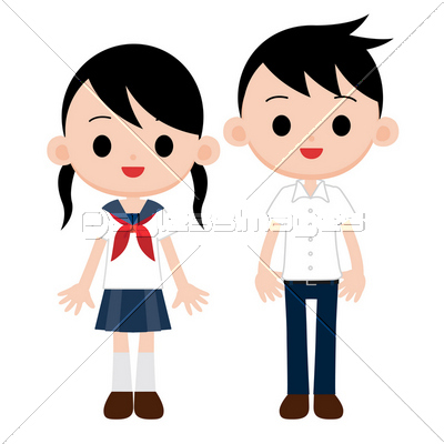 黒髪 紺色の制服の学生 夏服 商用利用可能な写真素材 イラスト素材ならストックフォトの定額制ペイレスイメージズ