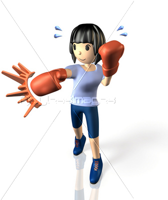 ダイエットボクシングを描いた3Dレンダリング画像