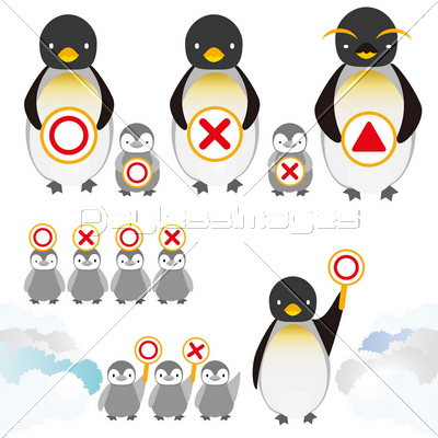 かわいい動物 ペンギン 丸バツ 商用利用可能な写真素材 イラスト素材ならストックフォトの定額制ペイレスイメージズ