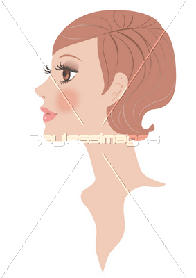 女性 顔 横顔 メイク イラスト ストックフォトの定額制ペイレスイメージズ