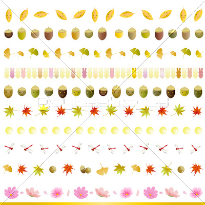 秋 ライン セット どんぐり 赤とんぼ 紅葉 秋桜 商用利用可能な写真素材 イラスト素材ならストックフォトの定額制ペイレスイメージズ