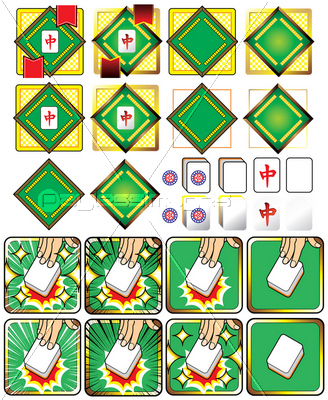 麻雀牌 ハク チュン イーピン と麻雀卓イラストロゴアイコン 商用利用可能な写真素材 イラスト素材ならストックフォトの定額制ペイレスイメージズ