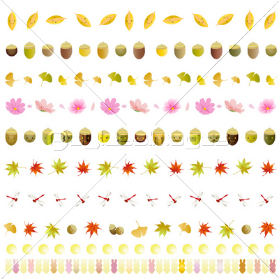 秋 ライン セット どんぐり 赤とんぼ 紅葉 秋桜 商用利用可能な写真素材 イラスト素材ならストックフォトの定額制ペイレスイメージズ