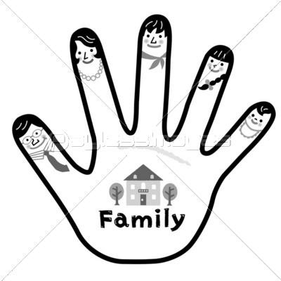 家族 ５本指 手 モノクロ イラスト 商用利用可能な写真素材 イラスト素材ならストックフォトの定額制ペイレスイメージズ
