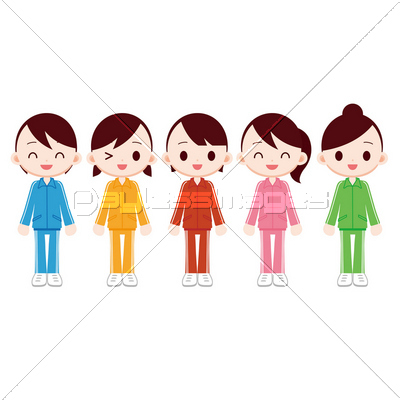 カラフルなジャージの女の子 ５人 商用利用可能な写真素材 イラスト素材ならストックフォトの定額制ペイレスイメージズ