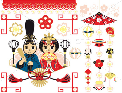 ３月３日桃の節句雛祭り用イラストカットデザインイメージ素材 カラフル ストックフォトの定額制ペイレスイメージズ