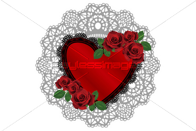 ハートとレースと薔薇の枠 商用利用可能な写真素材 イラスト素材ならストックフォトの定額制ペイレスイメージズ