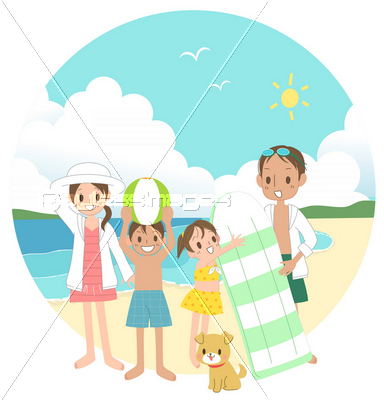 家族で海水浴 商用利用可能な写真素材 イラスト素材ならストックフォトの定額制ペイレスイメージズ