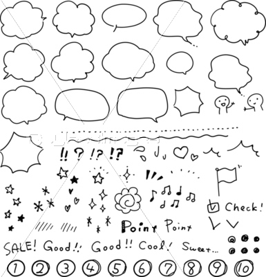 手書きの吹き出しとサイン 商用利用可能な写真素材 イラスト素材ならストックフォトの定額制ペイレスイメージズ