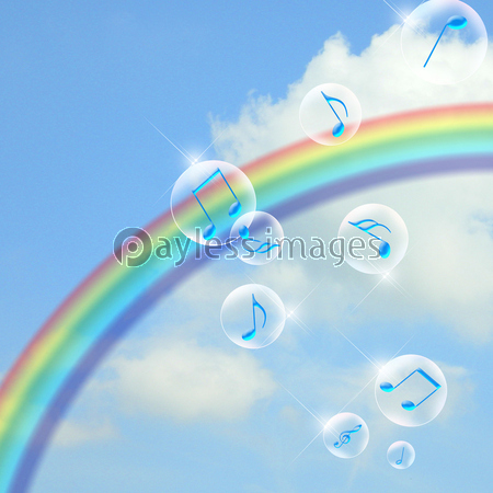 虹と音楽とシャボン玉 商用利用可能な写真素材 イラスト素材ならストックフォトの定額制ペイレスイメージズ