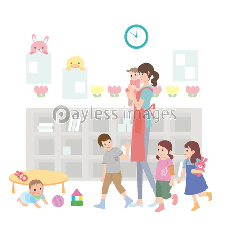 保育士 保育園 イラスト ストックフォトの定額制ペイレスイメージズ