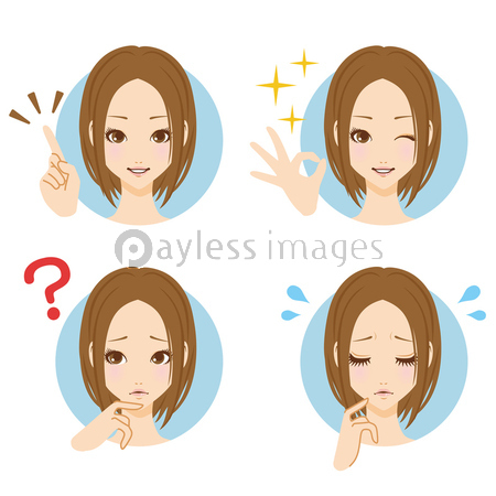 女性 顔 アイコン ストックフォトの定額制ペイレスイメージズ