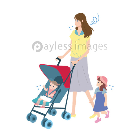 ベビーカー 親子 イラスト 商用利用可能な写真素材 イラスト素材ならストックフォトの定額制ペイレスイメージズ