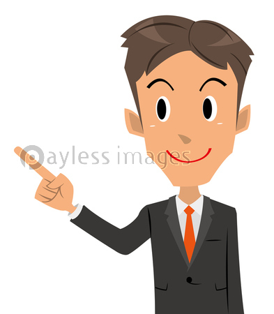 ビジネスマン 指差し セリフ ストックフォトの定額制ペイレスイメージズ