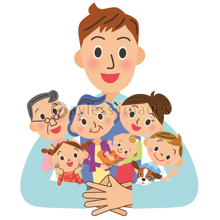 家族を抱きしめる父 商用利用可能な写真素材 イラスト素材ならストックフォトの定額制ペイレスイメージズ