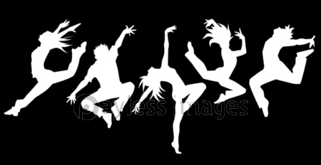 ダンサー５人横並べ シルエット 商用利用可能な写真素材 イラスト素材ならストックフォトの定額制ペイレスイメージズ