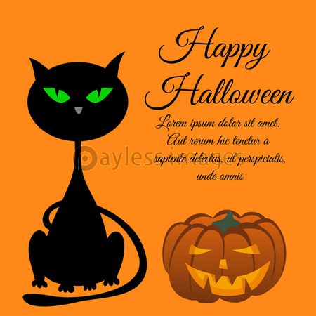 ハッピーハロウィングリーティングカード グリーンアイズと猫お座りとパンプキン以上のオレンジ色の背景を笑顔でエレガントなデザイン ベクトル図 商用利用可能な写真素材 イラスト素材ならストックフォトの定額制ペイレスイメージズ ハッピーハロウィングリーティングカード グリーンアイズと猫お座りとパンプキン以上のオレンジ色の背景を笑顔でエレガントなデザイン ベクトル図 商用利用可能な写真素材 イラスト素材ならストックフォトの定額制ペイレスイメージズ