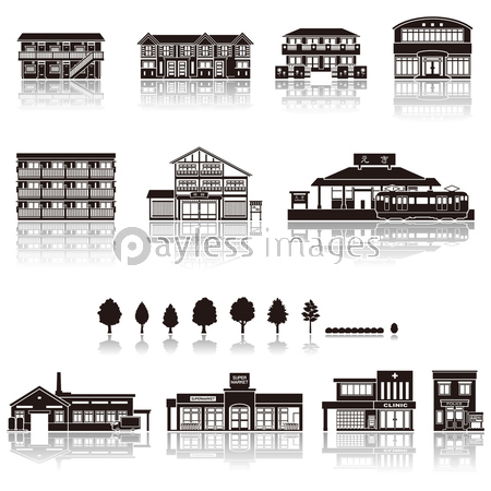 建物アイコン シルエット 商用利用可能な写真素材 イラスト素材ならストックフォトの定額制ペイレスイメージズ