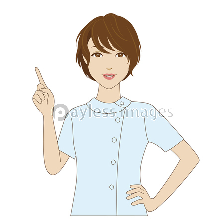 指差しポーズの若い女性看護師 商用利用可能な写真素材 イラスト素材ならストックフォトの定額制ペイレスイメージズ