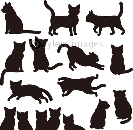猫のシルエット素材セット 商用利用可能な写真素材 イラスト素材ならストックフォトの定額制ペイレスイメージズ