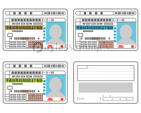 運転免許証 ゴールド ブルー グリーン 裏面 商用利用可能な写真素材 イラスト素材ならストックフォトの定額制ペイレスイメージズ