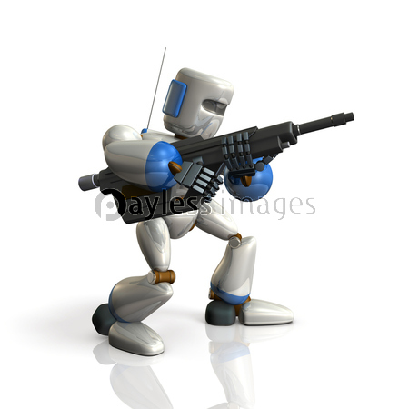 ライフルを構えるロボット兵の3dcgイラスト ストックフォトの定額制ペイレスイメージズ