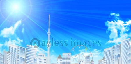 東京 街並み 空 背景 ストックフォトの定額制ペイレスイメージズ
