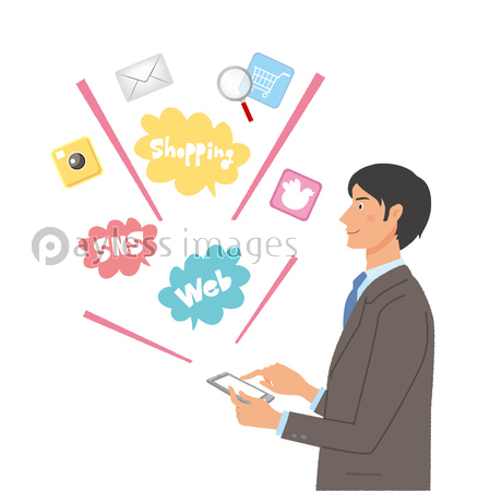 ビジネスマン スマホ イラスト 商用利用可能な写真素材 イラスト素材ならストックフォトの定額制ペイレスイメージズ
