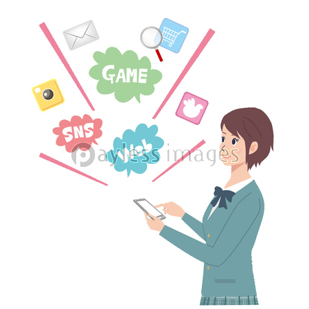 学生 スマホ イラスト ストックフォトの定額制ペイレスイメージズ