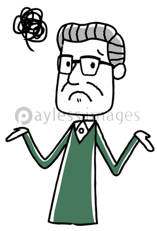 イラスト素材 老人 男性 困る 悩む ストックフォトの定額制ペイレスイメージズ