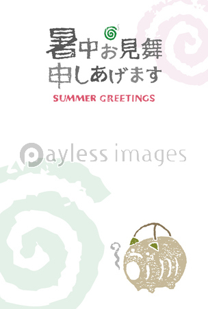 蚊取り線香の暑中見舞いはがきイラスト 商用利用可能な写真素材 イラスト素材ならストックフォトの定額制ペイレスイメージズ