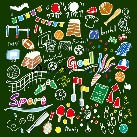 スポーツ 落書き 黒板 ストックフォトの定額制ペイレスイメージズ