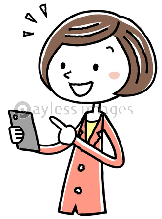 イラスト素材 ビジネス スーツの女性 スマートフォン 操作 ストックフォトの定額制ペイレスイメージズ