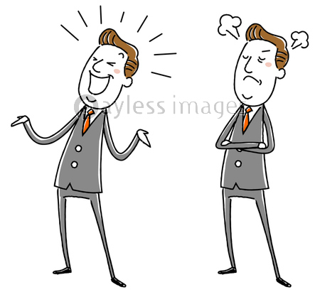イラスト素材 中年ビジネスマン 怒る 笑う ストックフォトの定額制ペイレスイメージズ