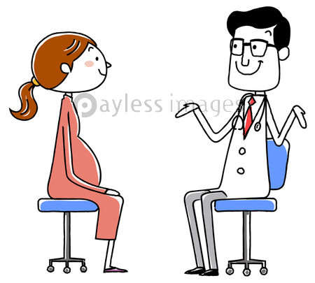 イラスト素材 医師と患者 妊婦 商用利用可能な写真素材 イラスト素材ならストックフォトの定額制ペイレスイメージズ