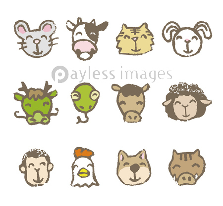 十二支 干支動物イラスト 商用利用可能な写真素材 イラスト素材ならストックフォトの定額制ペイレスイメージズ