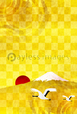 酉 富士山 年賀状 背景 ストックフォトの定額制ペイレスイメージズ