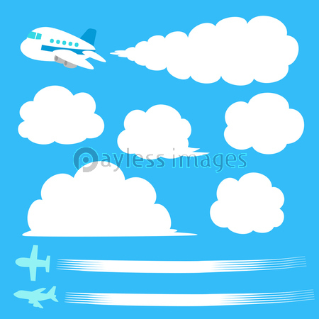 飛行機 飛行機雲のイラストセット ストックフォトの定額制ペイレス