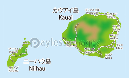 ハワイのカウアイ島とニーハウ島のマップ - 商用利用可能な写真素材