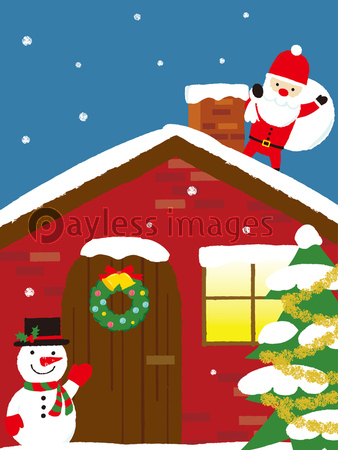 クリスマス 煙突に入るサンタ 商用利用可能な写真素材 イラスト素材ならストックフォトの定額制ペイレスイメージズ
