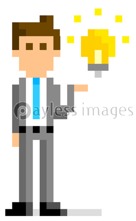 ピクセルイラスト アイデアを出すビジネスマン ストックフォトの定額制ペイレスイメージズ