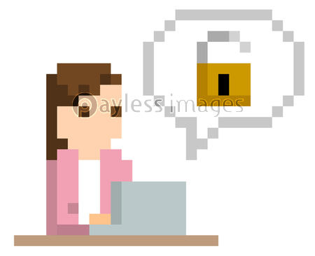 ピクセルイラスト パソコンのセキュリティ ストックフォトの定額制ペイレスイメージズ