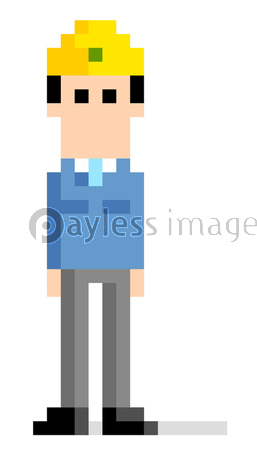 ピクセルイラスト 腕組みする作業員の男性 ストックフォトの定額制ペイレスイメージズ