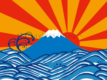 大漁旗 太陽と波 商用利用可能な写真素材 イラスト素材ならストックフォトの定額制ペイレスイメージズ